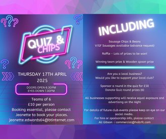 Annual Club Quiz - only 1 x table left !!