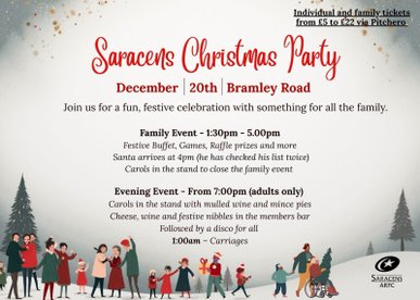 Saracens Christmas Party 20th December