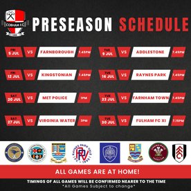 Pre Season Friendly Schedule