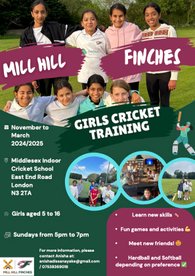 Mill Hill Finches launch winter cricket programme for girls