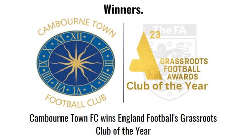 Cambourne Town FC wins England Football’s Grassroots Club of the Year Award!