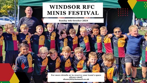 WINDSOR RUGBY CLUB Minis Festival - Sunday 6th October 2024 @ Home Park