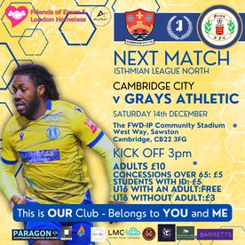 NEXT UP: Cambridge City v GRAYS ATHLETIC