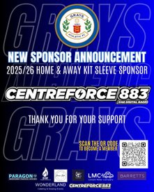 CENTREFORCE ARE OUR NEW HOME AND AWAY KIT SLEEVE SPONSOR