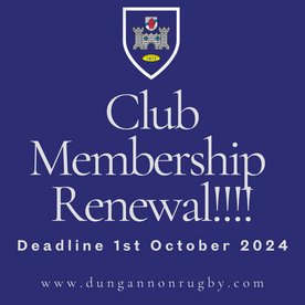 Club membership renewal deadline 1st October 2024