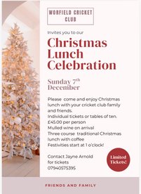 Christmas Lunch Celebration - Sunday 7th December 1pm