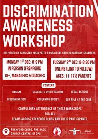ONLINE Discrimination Workshop: Ages 11–17 & Parents (link to be provided)