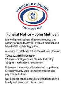 John Methven - funeral arrangements