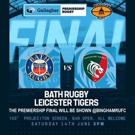 Watch the Gallagher Premiership Final LIVE @ Bingham RFC!