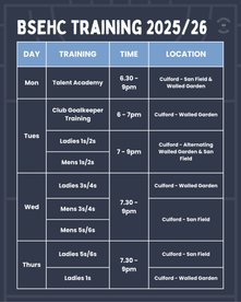 Preseason and Training Schedule 2025/26