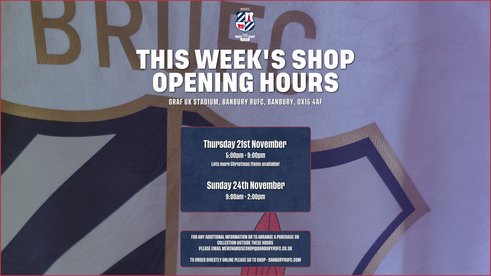This Week's Shop Opening Hours