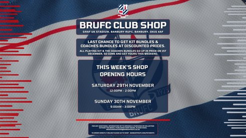 BRUFC Club Shop Opening Hours