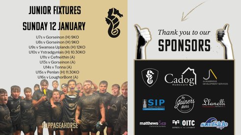 Junior Fixtures - 12/01/25