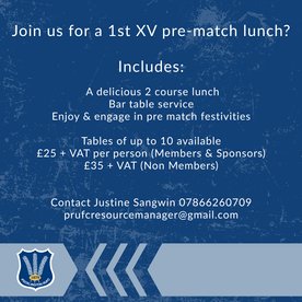 Join us for pre-match lunch this season!
