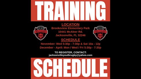 2025-2026 SEASON - TRAINING SCHEDULE AND LOCATION