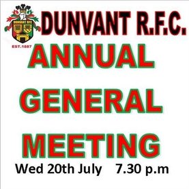 ANNUAL GENERAL MEETING (Wed 20th July)