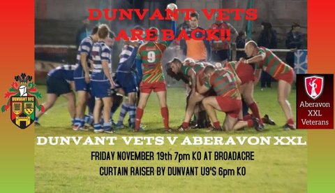 WOW: DUNVANT RFC VETS ARE BACK THIS FRIDAY (19th Nov)
