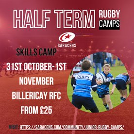 BOOKINGS NOW OPEN !! SARACENS RUGBY CAMP FOR OCTOBER HALF TERM!