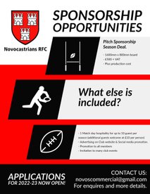 Novocastrians RFC Sponsorship Opportunities.