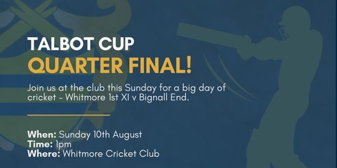 TALBOT CUP – QUARTER FINAL THIS SUNDAY!