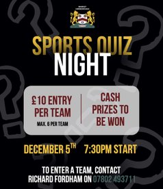 Think you know your sport? Put it to the test with Quiz Master Mike King! .. 5th December