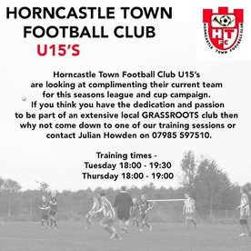 U15's New Players Welcome