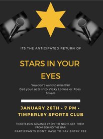 THC's very own 'Stars in Your Eyes' is back - Saturday 26th January 2019 7pm
