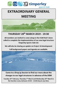 Timperley Sports Club - Extraordinary General Meeting - 28th March 2019