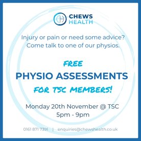 FREE Physio Assessments for TSC Members - Monday 20th November 2023