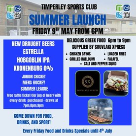 Summer Launch of our new draught beers launch and Friday night food at the club is back !
