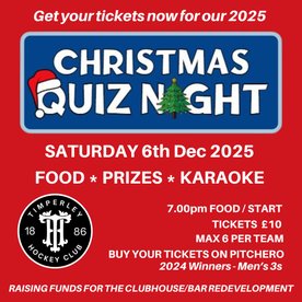 THC Christmas Quiz and Social - Saturday 6th December 2025 - Tickets on sale NOW!