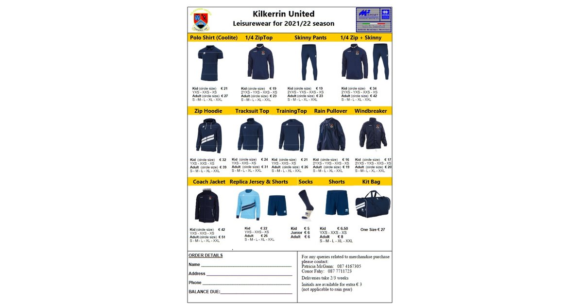 Club Gear Order Club Gear Order
