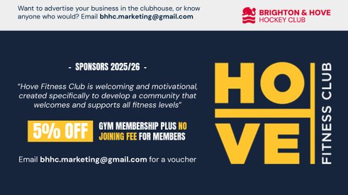 BHHC announce renewed sponsorship with Hove Fitness Club