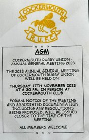 AGM - Date Announced - Thurs 16th Nov